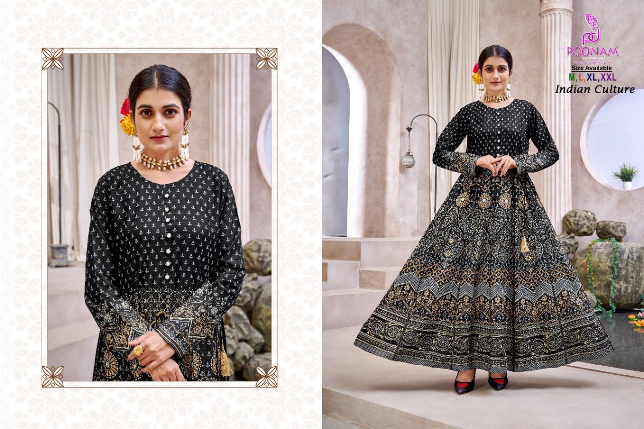 Poonam Indian Culture Printed Ethnic Wear Wholesale Anarkali Catalog
